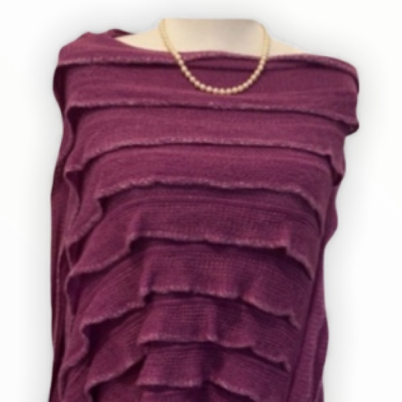 Ruffled Purple poncho Sweater size M - Picture 1 of 9